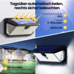 TECKNET Solarlampe mit Bewegungsmelder 546 LEDs – 7500 Lumen, 300° Winkel, IP66 (2er Set) – Bild 4