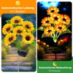 DooYard Solar-Sonnenblumen 4er Set mit 24 Blüten – LED Gartenstecker wasserdicht – Bild 5