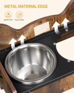 Hzuaneri Erhöhter Hundenapf 15cm – Doppel-Edelstahlnäpfe mit Spritzschutz für kleine & mittlere Hunde – Bild 6