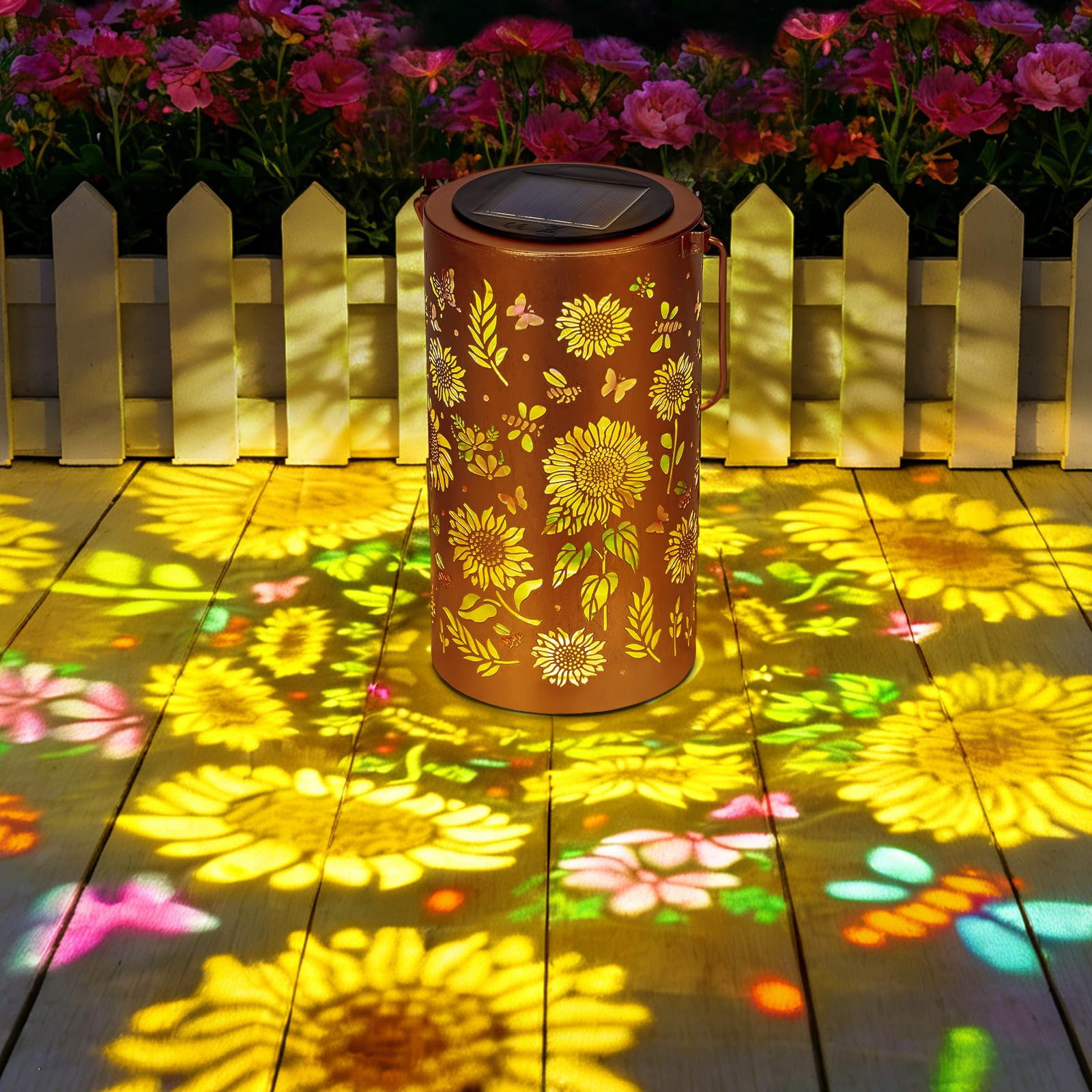 Sonnenblumen-Solarlaterne mit IP44 Wasserschutz – Dekorative LED Gartenbeleuchtung für Aussen