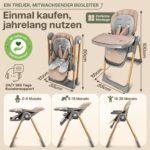 LepiBaby FlexiCo Hochstuhl mit Neugeborenenaufsatz & Liegefunktion – Mitwachsender Babyhochstuhl 0–3 Jahre – Bild 2
