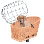 YULKA Hundefahrradkorb XL Honigbraun – Handgewebte Weide mit Gitterhaube für sicheren Hundetransport – Bild 9
