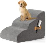 ROMROL Hundetreppe 3 Stufen – Gelenkschonende Haustiertreppe mit Memory-Schaum & rutschfestem Boden