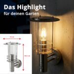 Grafner Edelstahl Wandlampe mit Bewegungsmelder – 360° Lichtschein IP44 für aussen & innen – Bild 5