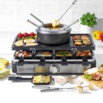 Salter 2-in-1 Raclette-Grill & Fondue-Set, 1400 W – Elektrisches Servier-System für Gäste – Bild 2
