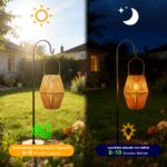 Ollny Rattan Solar Laterne IP44 – Warmweiss Boho Gartenleuchte für Aussen – Bild 5