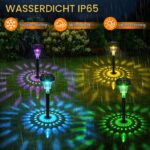 Akynite 8er Set Solar-Gartenleuchten RGB Farbwechsel & Warmweiss – IP65 Wegeleuchten – Bild 5