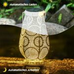Orientalische Solar-Laterne Metall Weiss – IP65 Wasserdicht für Garten, Balkon & Terrasse – Bild 3