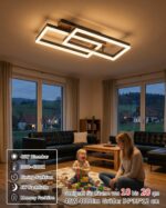 Meloweel LED Deckenleuchte 54cm Holz dimmbar – Vintage Lampe mit Fernbedienung & Memory – Bild 2