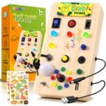 WEARXI Montessori Busy Board mit 15 LED & 9 Schaltern – Motorikspielzeug ab 1 Jahr