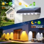 GEARLITE Solar-Wandleuchte 4er-Set mit 5 LED Linsenfokus – 10 Modi & IP65 Wasserdicht – Bild 4