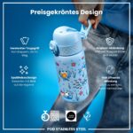 ion8 Kinder Trinkflasche 400ml Edelstahl – Auslaufsicher mit Einhandöffnung – Bild 6