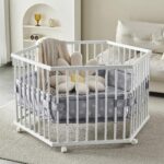 Tiggo Laufgitter 6-eckig mit Stoffeinlage – 3-fach höhenverstellbar für Babys von Geburt an – Bild 2