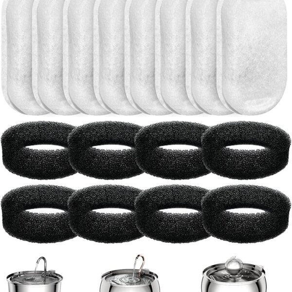 TOMXCUTE Ersatzfilter-Set für Katzenbrunnen – 16 Stück Kohle- & Schaumfilter