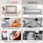 Interbaby Bettgitter 70 cm – Rausfallschutz klappbar für Kinderbetten 90–180 cm – Bild 6