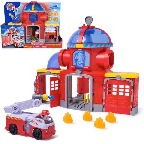PAW PATROL Fire Rescue Feuerwehr-Station 38 cm mit Marshall & Wasserkanone