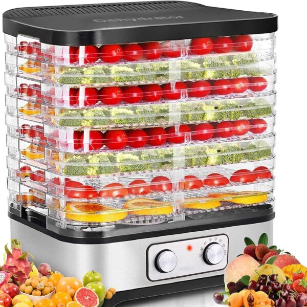 COOCHEER Dörrautomat 400W mit 8 Tabletts – Lebensmitteltrockner für Obst, Gemüse & Fleisch