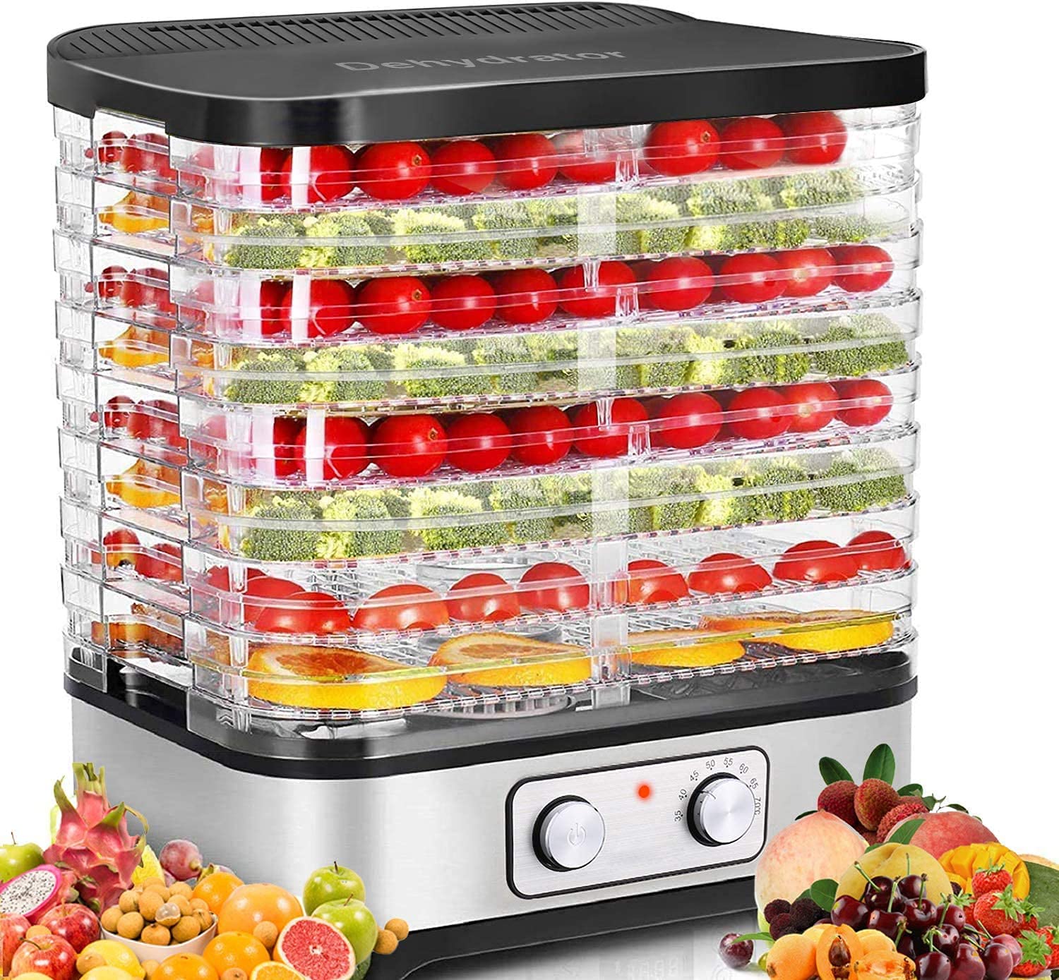 COOCHEER Dörrautomat 400W mit 8 Tabletts – Lebensmitteltrockner für Obst, Gemüse & Fleisch