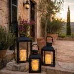 Mojawo 3er Set Gartenlaternen Windlicht – Elegante Metalllaterne Schwarz H24/33/41cm – Bild 3
