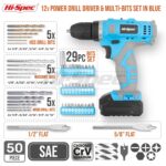 Hi-Spec 50-tlg. Akkubohrset 12V – Komplett-Set mit Holz-, Metall- & Steinbohrern – Bild 2