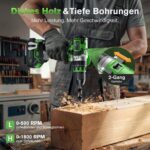 Ginour 21V Bürstenlos Schlagbohrschrauber 90Nm mit 2x2Ah Akku & 22-tlg. Zubehör – Bild 5