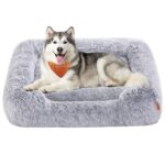 Feandrea Hundebett 120x85 cm mit Plüsch & erhöhten Rändern – Hundesofa für grosse Hunde