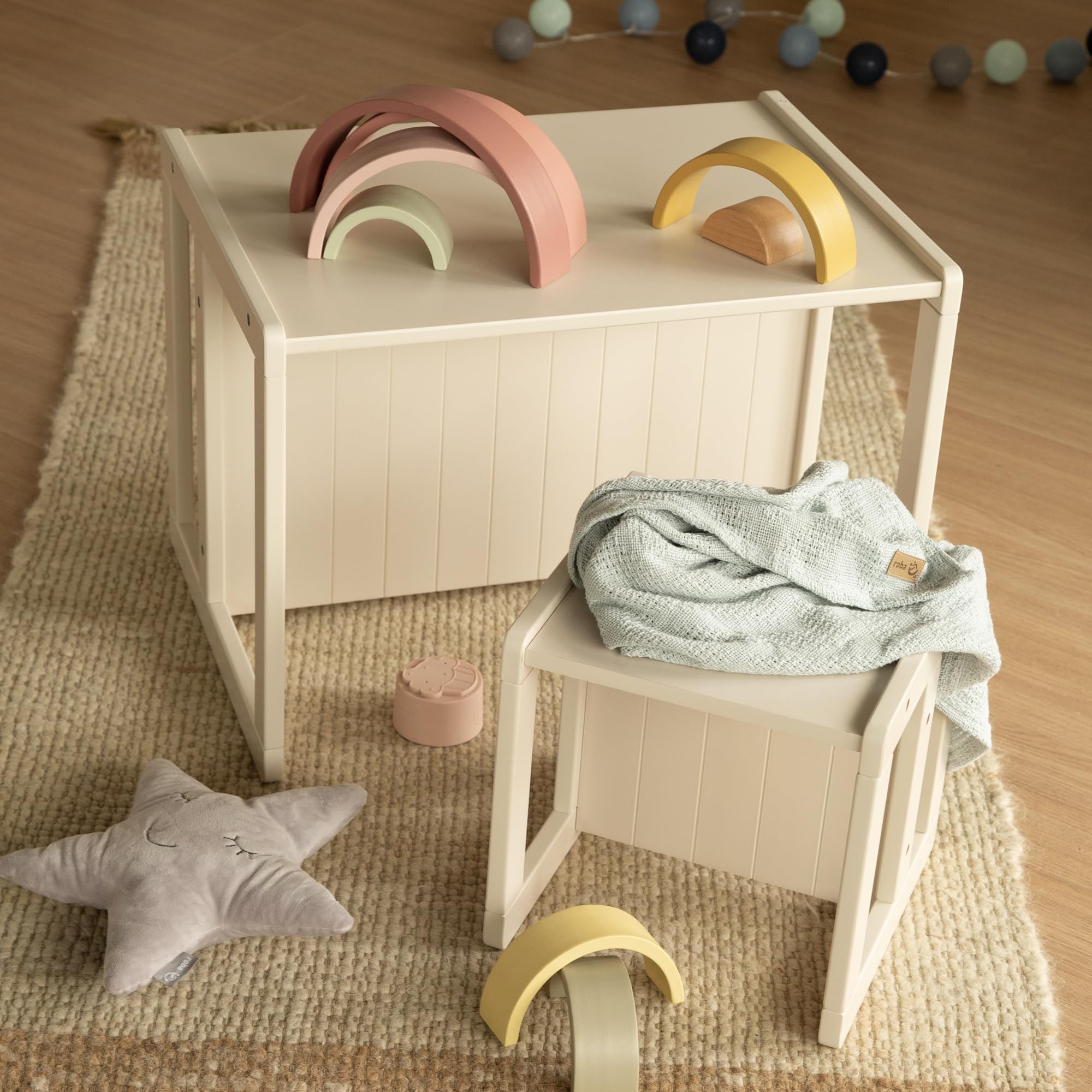 roba Sitzbank Cashmere/Beige – 2-in-1 Wendebank mit 2 Sitzhöhen für Kinder ab 2 Jahren