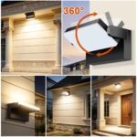 ledmo 60W LED Wandleuchte Aussen Schwarz 3000K 360° drehbar IP65 5000lm – Professionelle Aussenbeleuchtung – Bild 4