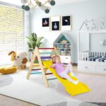 COSTWAY Kletterdreieck mit Rutsche – Holz Klettergerüst für Kleinkinder ab 1 Jahr – Bild 2