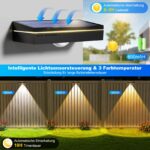 Giliwosy Solar-Wandleuchten 6er Set mit 3 Farbtemperaturen – IP65 Zaunleuchten für Garten & Terrasse – Bild 2