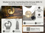 Arnusa Solarleuchte Skulptur Granit-Optik 39 cm – Moderne Gartenbeleuchtung mit Glaskugel – Bild 4