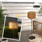 Outsunny Solar-Stehlampe Rattan 130 cm mit Lichtsensor – IP44 Gartenleuchte Gelb – Bild 5
