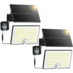 Giliwosy Solar-Aussenleuchte mit Bewegungsmelder & 5m Kabel – IP65 Aussenlicht für Garten & Haustür (2er-Set)