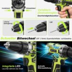 VOERJIA 12V Akkuschrauber-Set mit 2x2000mAh Akkus – 35Nm Drehmoment für Heimwerker – Bild 7