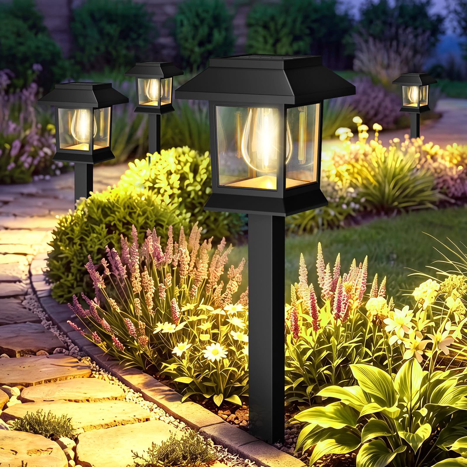 nipify Solar-Gartenleuchten 6er Set, 3000K Warmweiss – IP65 Wegeleuchten für Garten & Terrasse
