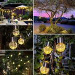 10er Set Solar-Hängeleuchten mit Rissglasdesign – Warmweiss Gartenlampen für Aussen – Bild 6