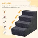 PawHut Hundetreppe 4 Stufen 44 cm – Einstiegshilfe für kleine Haustiere mit waschbarem Bezug – Bild 4
