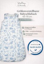 Stellou & friends Baby Ganzjahres-Schlafsack 1 TOG – Bio-Baumwolle, längenverstellbar 3–12 Monate – Bild 4