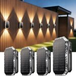 SUNNMO Solar Wandleuchte Up & Down 4er-Set – IP65 Aussenleuchte mit 3 Lichtfarben