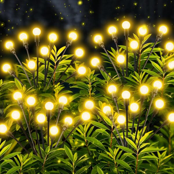 4er Set Glühwürmchen Solarleuchten – 10 LED Superhell mit Warmweiss & IP65 für Garten