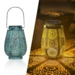 Bonsery Solarlaterne Türkis – Vintage Gartenleuchte IP65 wasserdicht, 15 Lumen