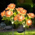 SYAKZK Solarleuchten Dahlie 2er-Set – Warmweisse Gartenbeleuchtung IP65 wetterfest