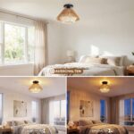 AmazeFun Ø30cm Boho Rattan Deckenlampe – Handgefertigte Vintage Deckenleuchte mit E27 Fassung – Bild 6