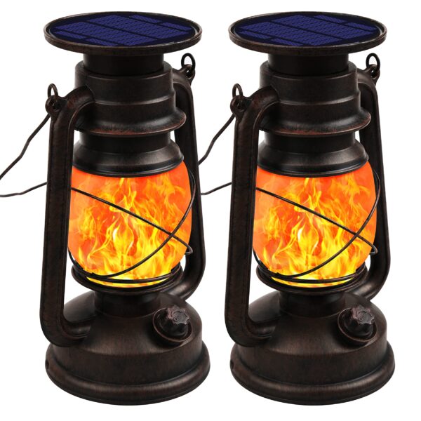 Shinmax Solar-Hängeleuchte mit Flammeneffekt – IP44 Retro Sturmlaterne für Garten & Balkon