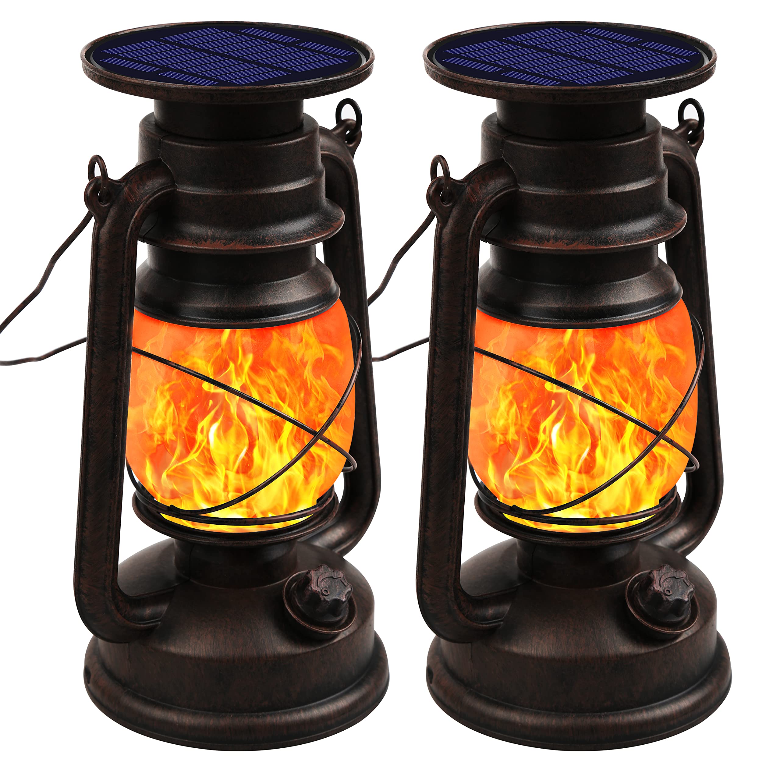 Shinmax Solar-Hängeleuchte mit Flammeneffekt – IP44 Retro Sturmlaterne für Garten & Balkon