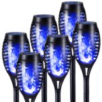Geemoo Solar Gartenfackeln 6er Set – Blaue Flammeneffekt Solarleuchten IP65 für Aussen