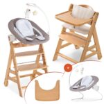 hauck Alpha Move Hochstuhl Newborn Set – 5in1 Mitwachsender Holzhochstuhl ab Geburt bis 90 kg