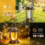 TuyLuxe Solar Laternen 2er-Set – Flammeneffekt Gartendeko IP65 wasserdicht Bronzefarbig – Bild 5