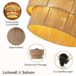 CALOKES Boho Deckenleuchte Ø45cm – 3-flammige Juteseil-Lampe mit Korb-Design – Bild 3