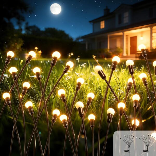 4er Set ICRGB Firefly Solarlampen – Schwingende LED-Gartenleuchten IP65 wasserdicht